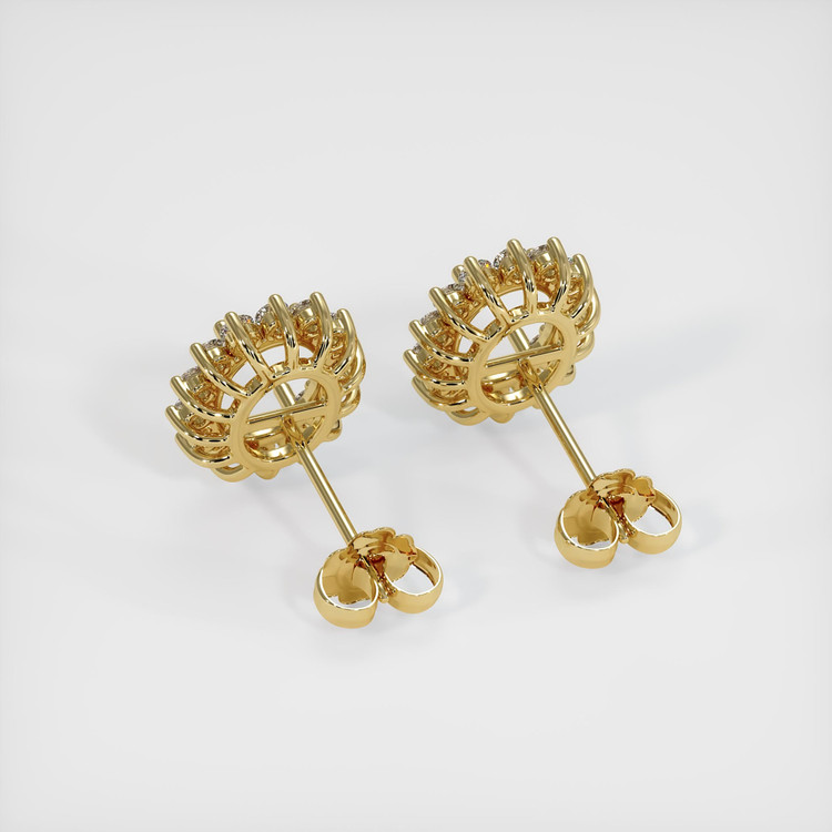 14K Yellow Gold Halo Earring Setting