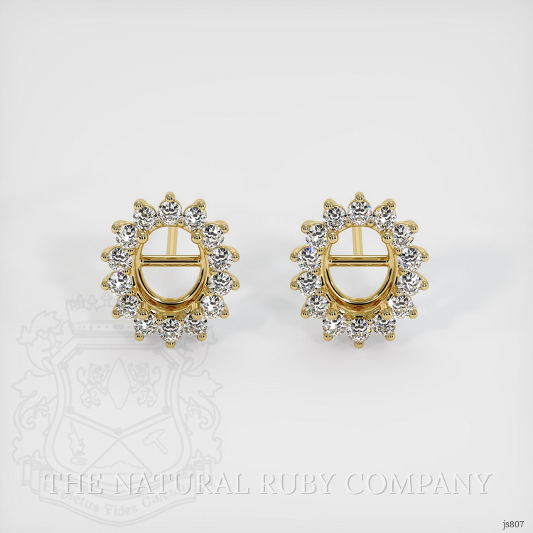 18K Yellow Gold Halo Earring Setting