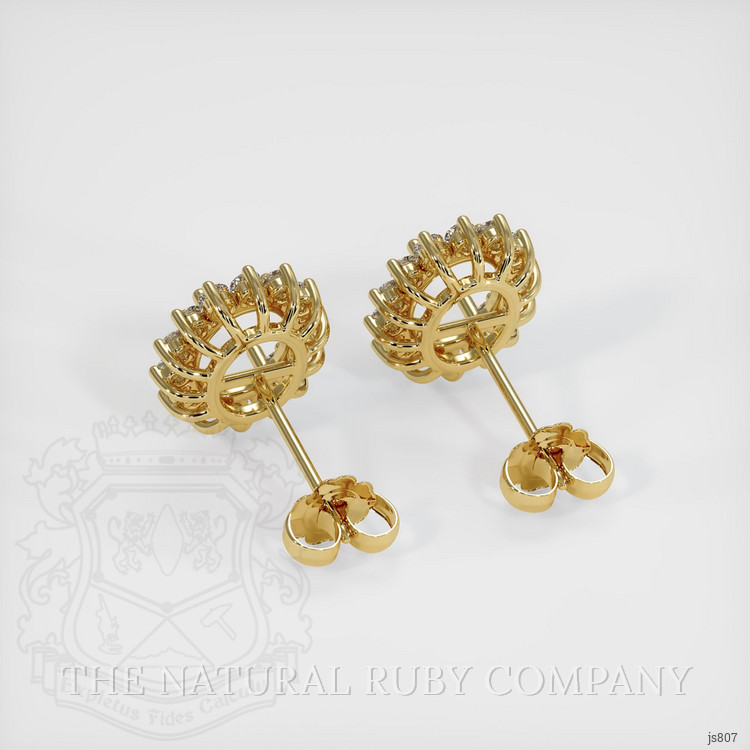 18K Yellow Gold Halo Earring Setting