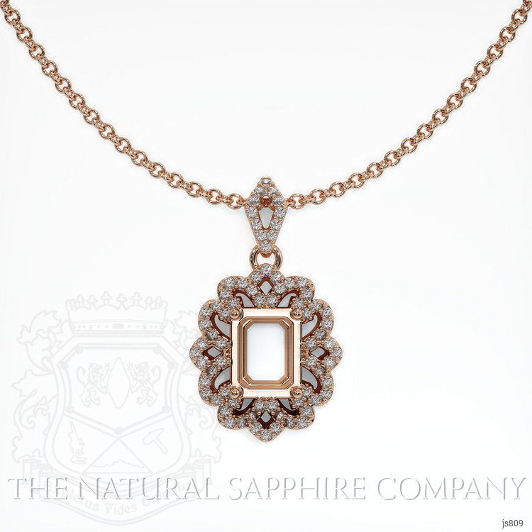 14K Rose Gold Pave Pendant Setting