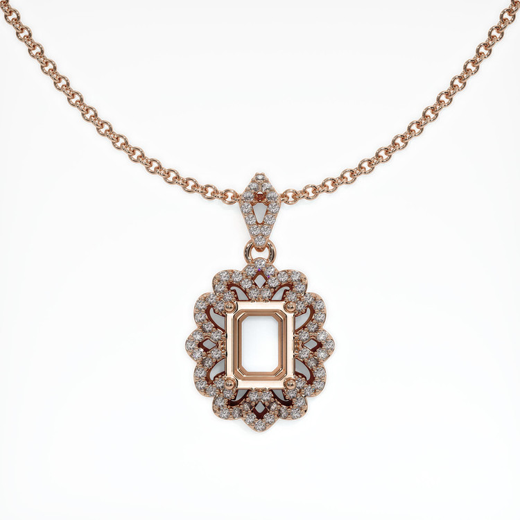 14K Rose Gold Pave Pendant Setting