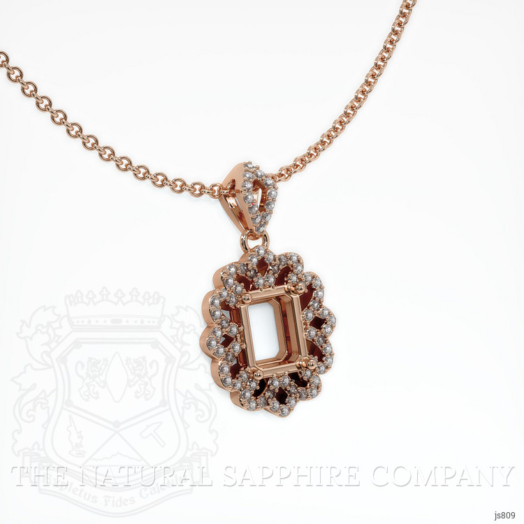 14K Rose Gold Pave Pendant Setting