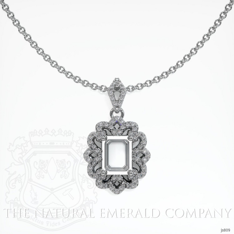 Pave Emerald Pendant 1.90 Ct., 18K White Gold