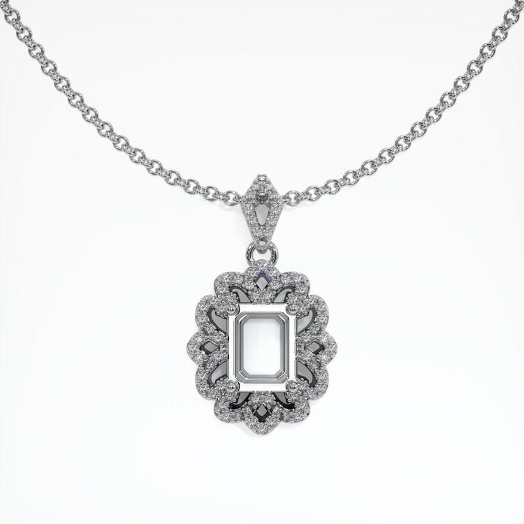 18K White Gold Pave Pendant Setting