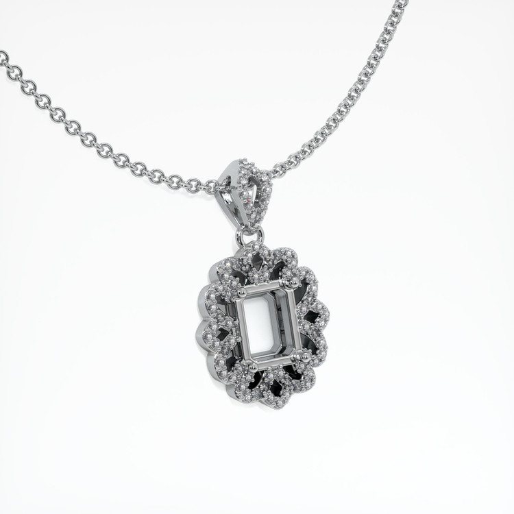 18K White Gold Pave Pendant Setting