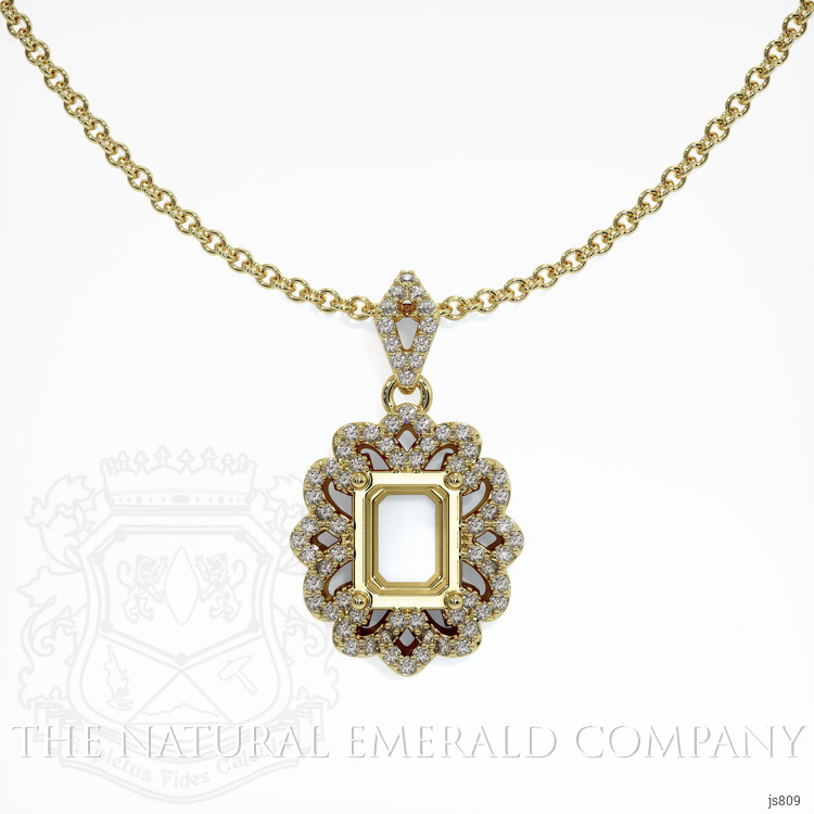 Pave Emerald Pendant 1.90 Ct., 18K Yellow Gold