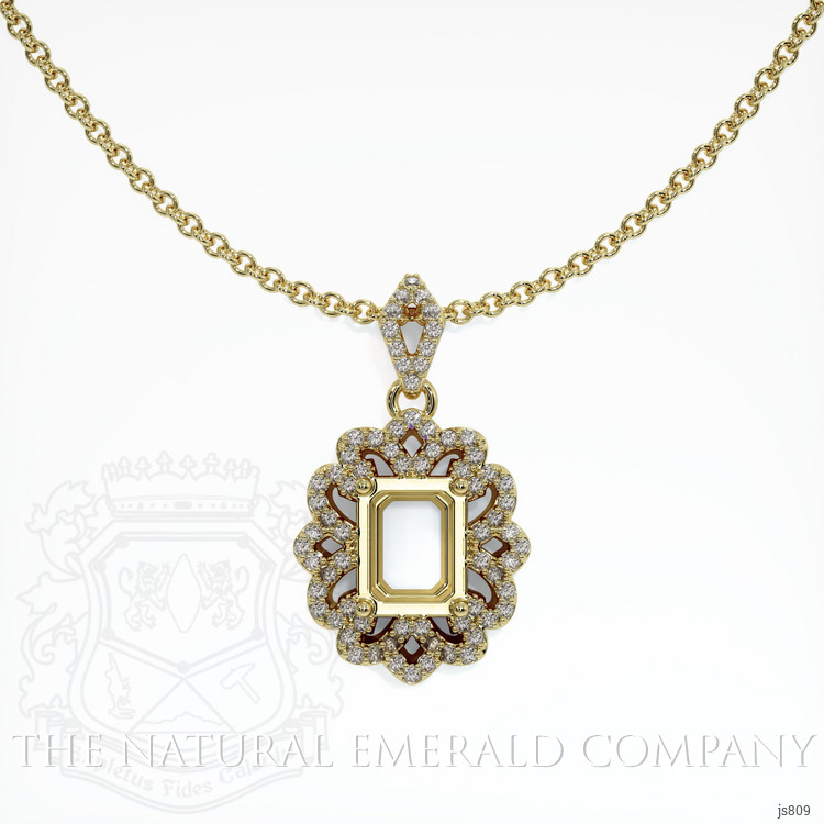 Pave Emerald Pendant 1.30 Ct., 18K Yellow Gold