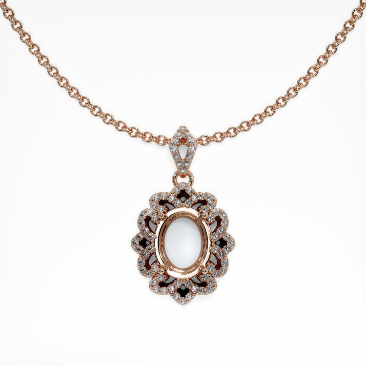 14K Rose Gold Pave Pendant Setting