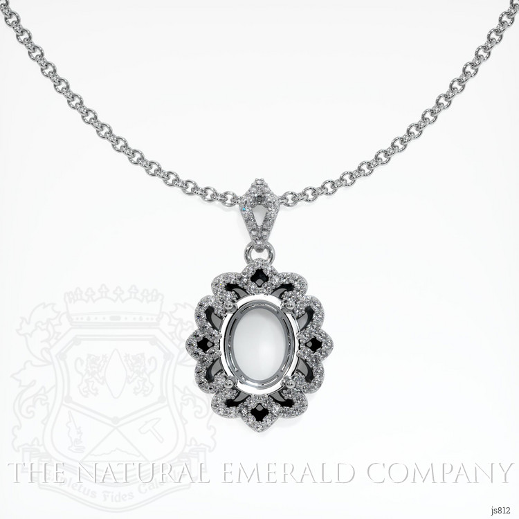 Pave Emerald Pendant 1.00 Ct., 18K White Gold