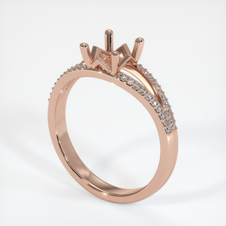 14K Rose Gold Pave Ring Setting