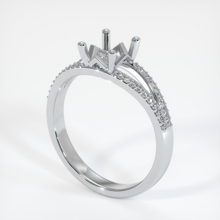 14K White Gold Pave Ring Setting