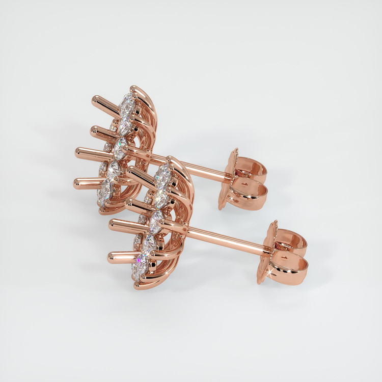 14K Rose Gold Halo Earring Setting