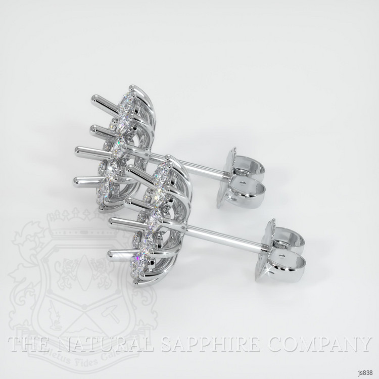 14K White Gold Halo Earring Setting