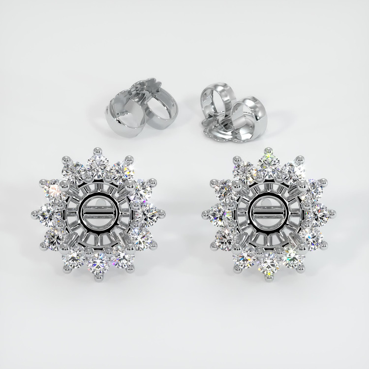 18K White Gold Halo Earring Setting