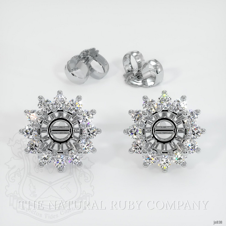 18K White Gold Halo Earring Setting