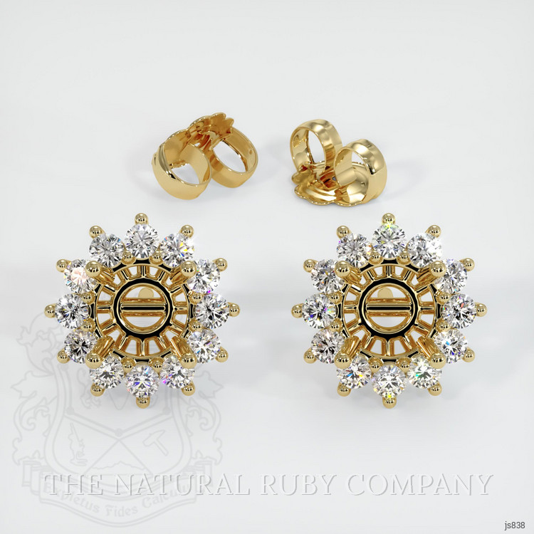 14K Yellow Gold Halo Earring Setting