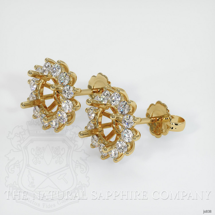 18K Yellow Gold Halo Earring Setting