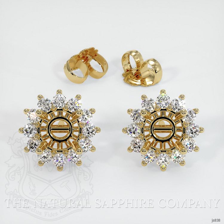 18K Yellow Gold Halo Earring Setting