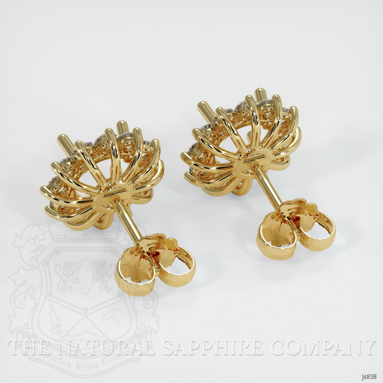 18K Yellow Gold Halo Earring Setting