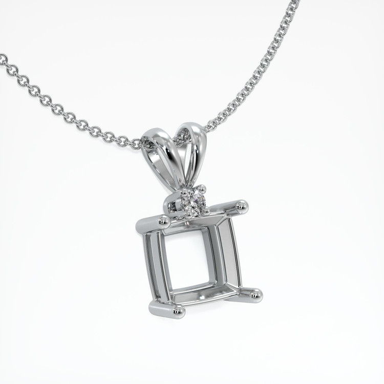 18K White Gold Accent Stones Pendant Setting