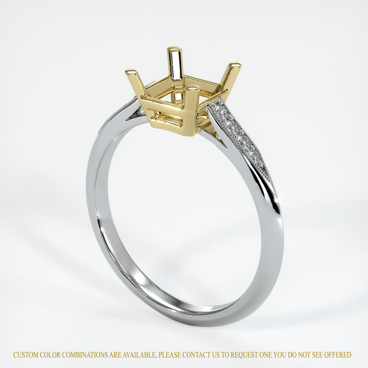 14K Yellow & White Pave Ring Setting