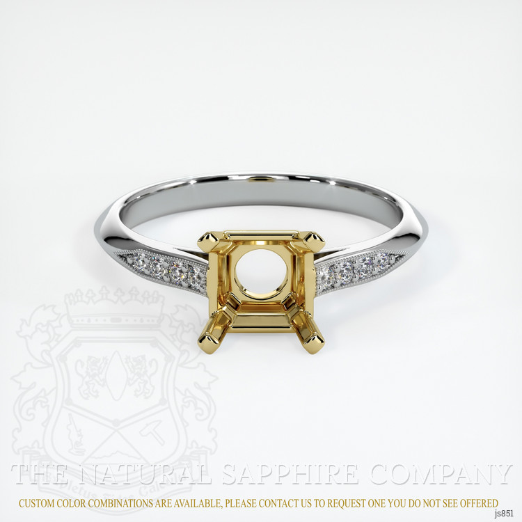 14K Yellow & White Pave Ring Setting