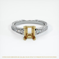 14K Yellow & White Antique Style Ring Setting Image