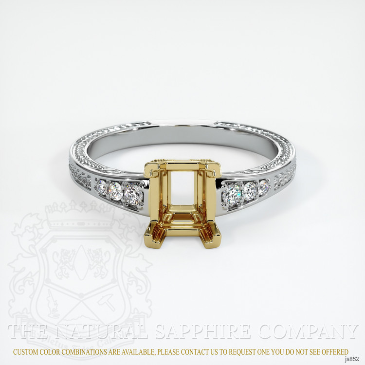 14K Yellow & White Antique Style Ring Setting