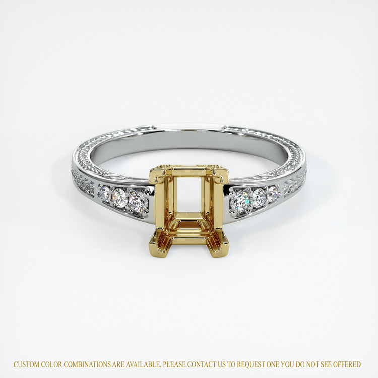 18K Yellow & White Antique Style Ring Setting