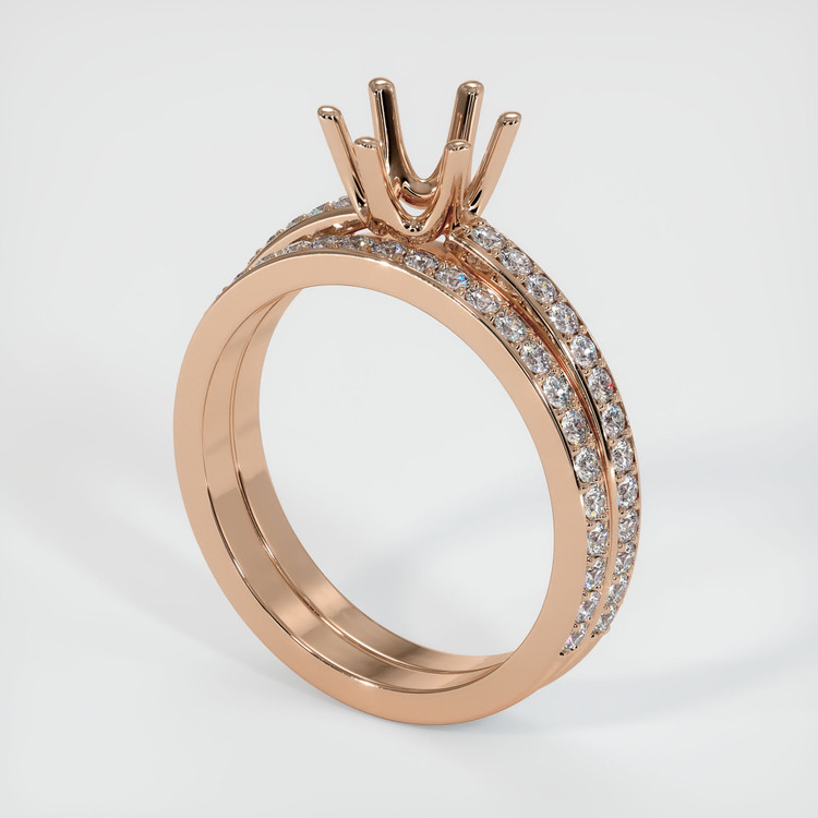 18K Rose Gold Pave Ring Setting