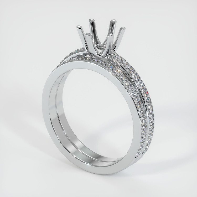 14K White Gold Pave Ring Setting