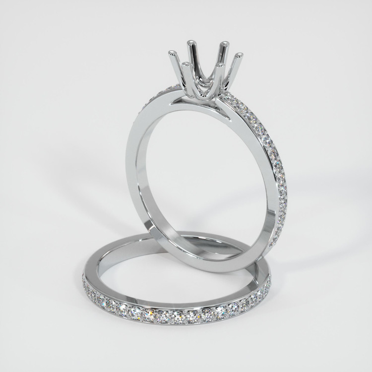 14K White Gold Pave Ring Setting