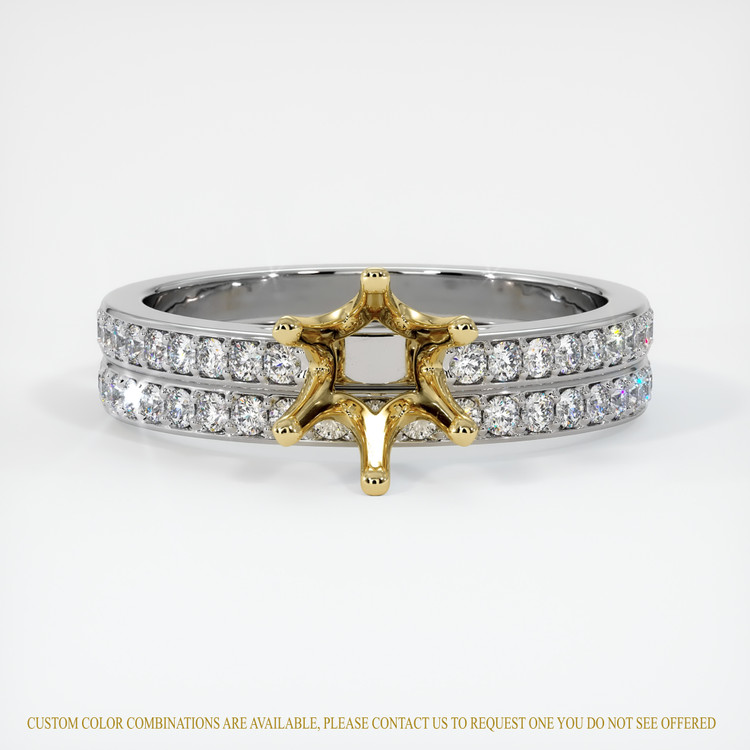 14K Yellow & White Pave Ring Setting