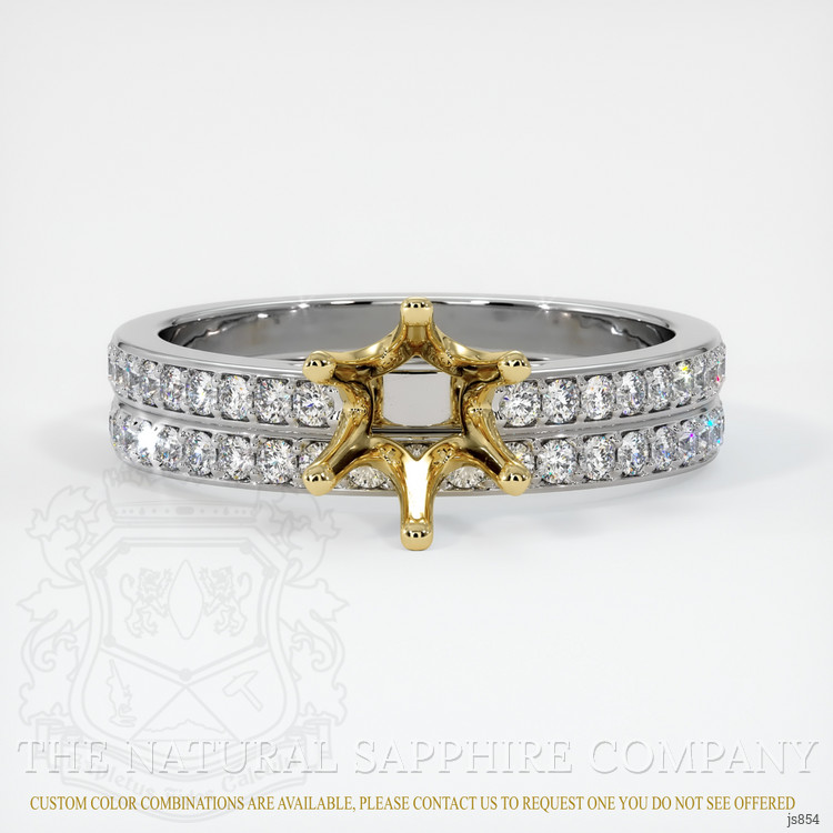 14K Yellow & White Pave Ring Setting