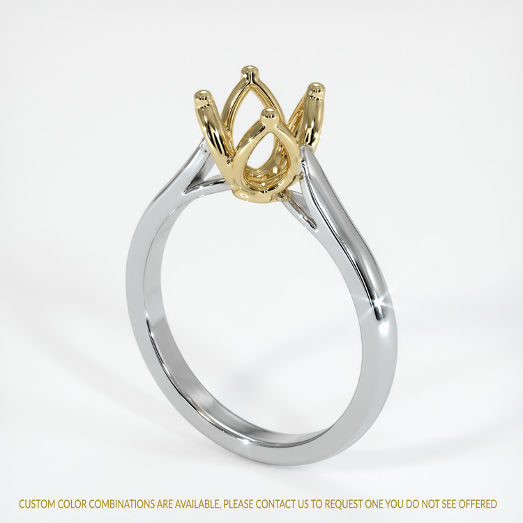 14K Yellow & White Floral Ring Setting