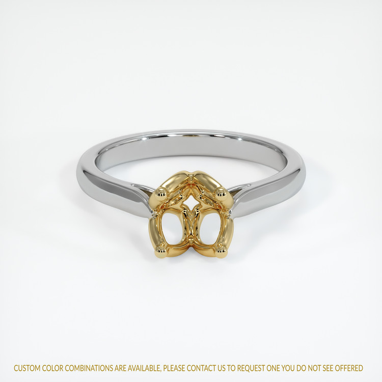 14K Yellow & White Floral Ring Setting