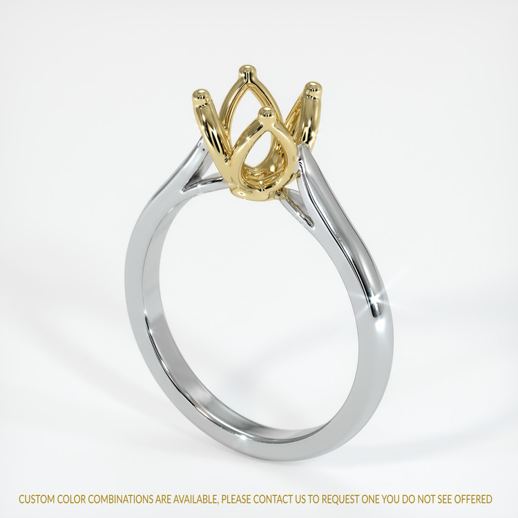 18K Yellow & White Floral Ring Setting