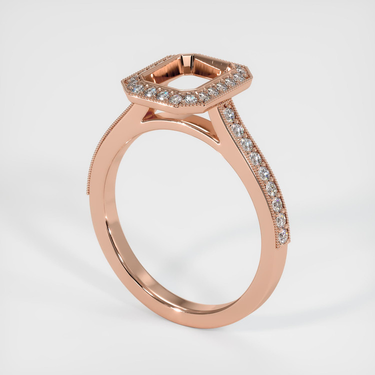 14K Rose Gold Pave Ring Setting