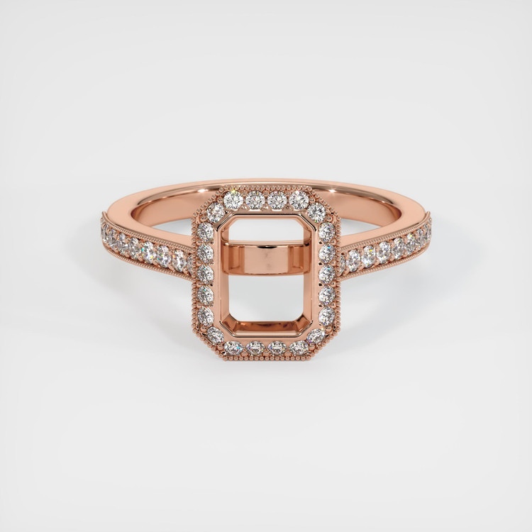 14K Rose Gold Pave Ring Setting