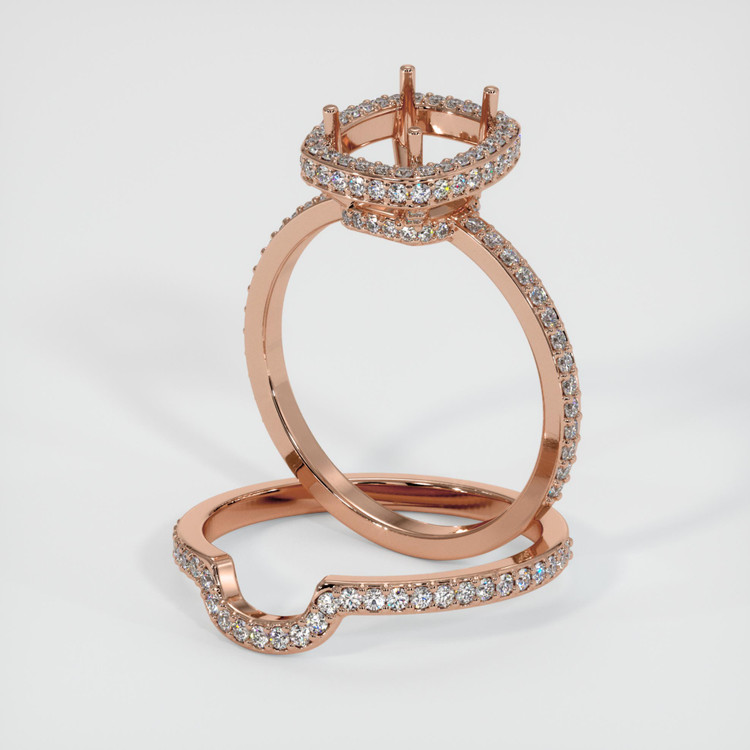 14K Rose Gold Pave Ring Setting