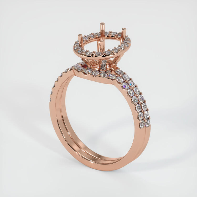 14K Rose Gold Pave Ring Setting