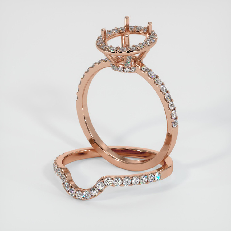 14K Rose Gold Pave Ring Setting