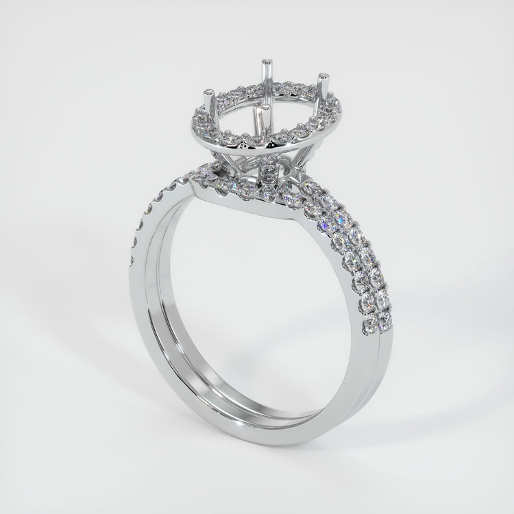 14K White Gold Pave Ring Setting