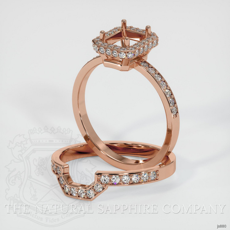 14K Rose Gold Pave Ring Setting