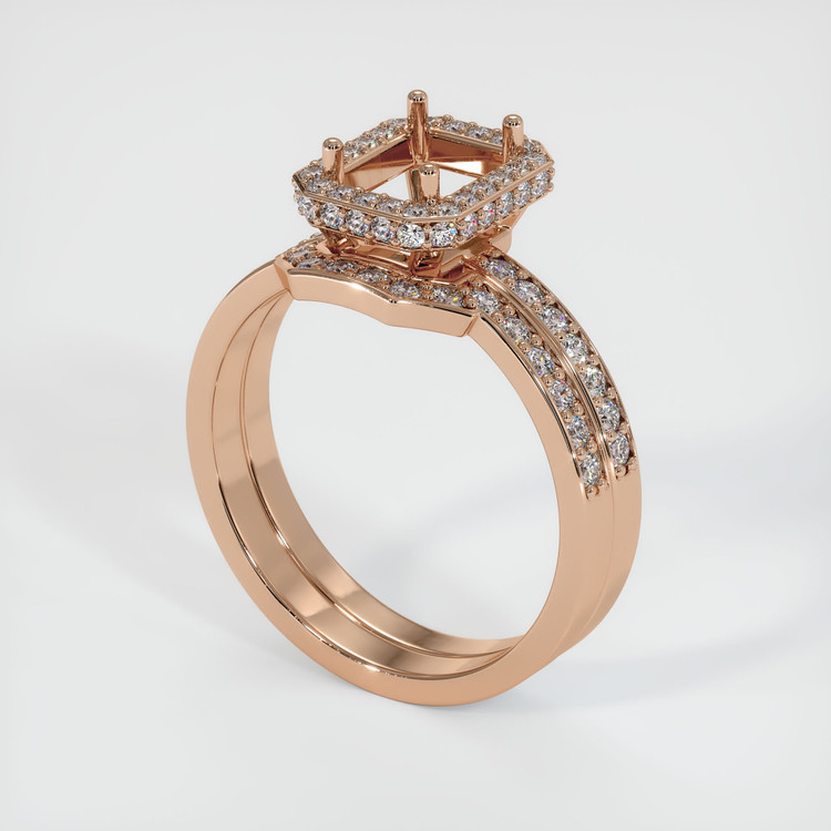 18K Rose Gold Pave Ring Setting