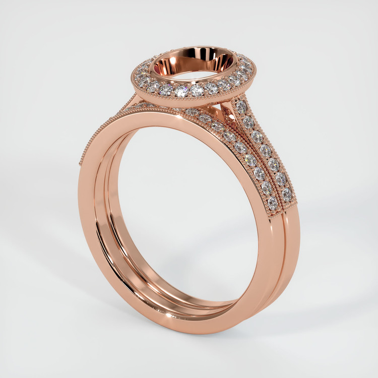 14K Rose Gold Pave Ring Setting