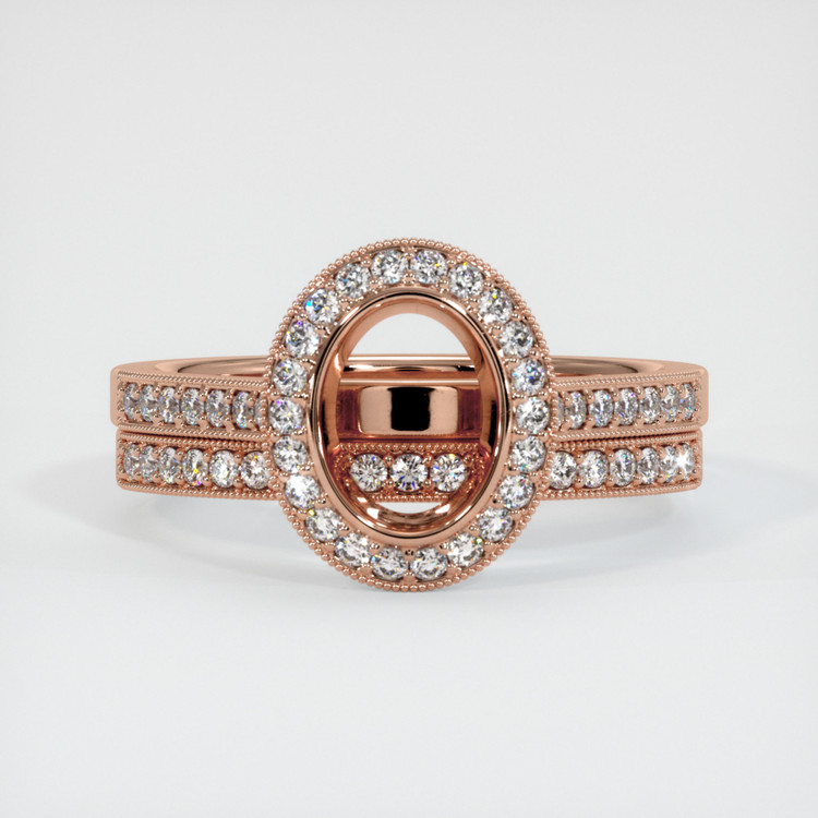 14K Rose Gold Pave Ring Setting