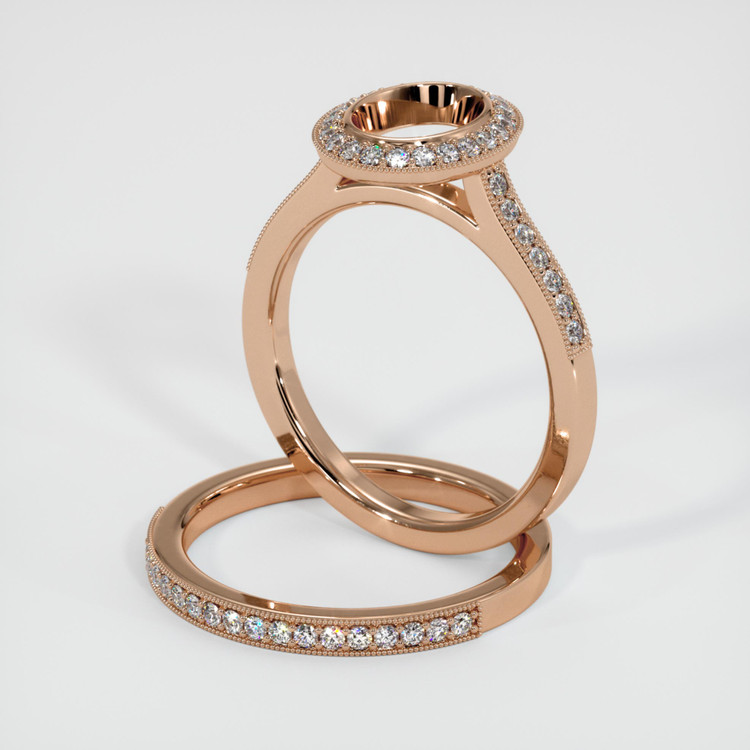 18K Rose Gold Pave Ring Setting
