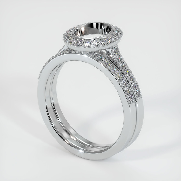 14K White Gold Pave Ring Setting