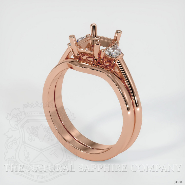 14K Rose Gold Three Stone Ring Setting